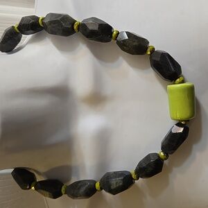 Bobbi Kahn Designs Faceted Stone & Green Ceramic Bead Chunky Necklace